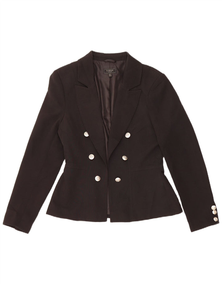 LIPSY Womens Double Breasted Blazer Jacket UK 12 Medium Black Polyester