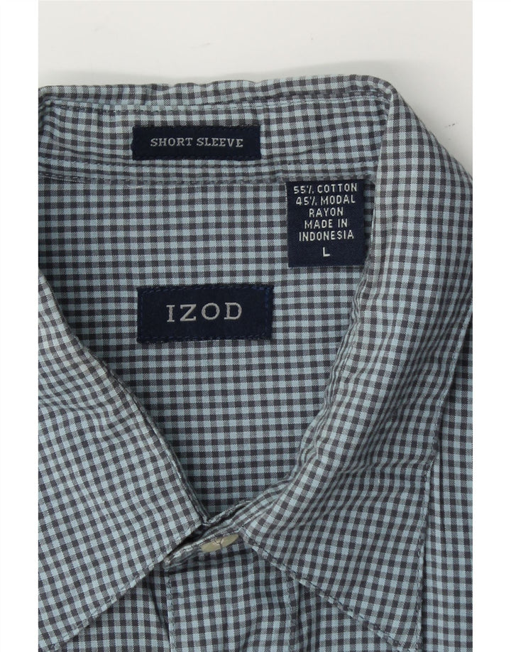 IZOD Mens Short Sleeve Shirt Large Blue Gingham Cotton Vintage Izod and Second-Hand Izod from Messina Hembry 