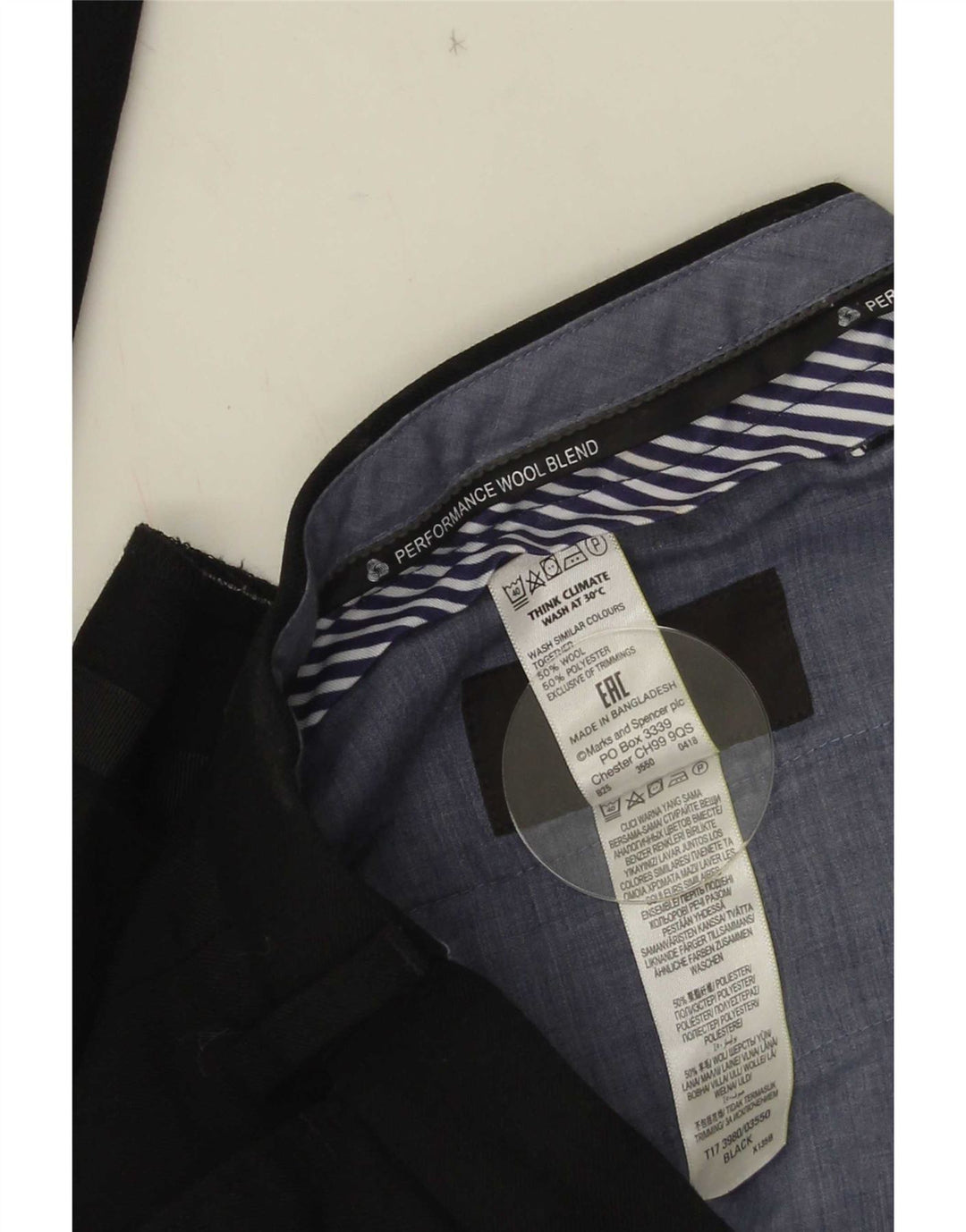 Marks & Spencer muške hlače ravnog odijela W34 L29 crna vuna