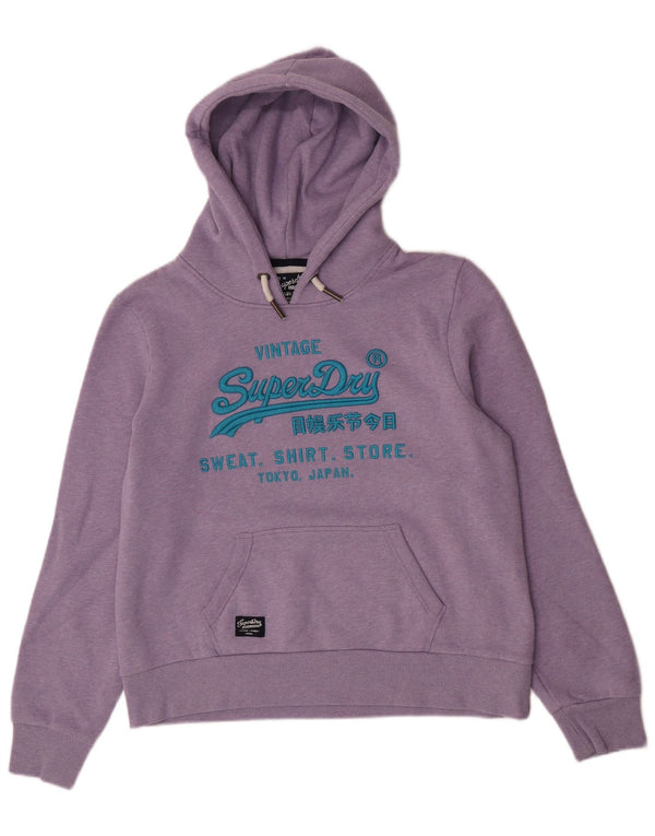 Superdry ženska majica s kapuljačom s kapuljačom UK 16 Veliki ljubičasti flekasti pamuk