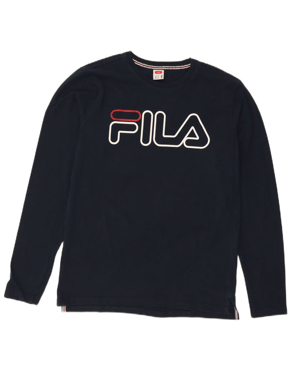Fila muška teniska majica s grafičkim motivima dugih rukava IT 50, srednje tamnoplavi pamuk