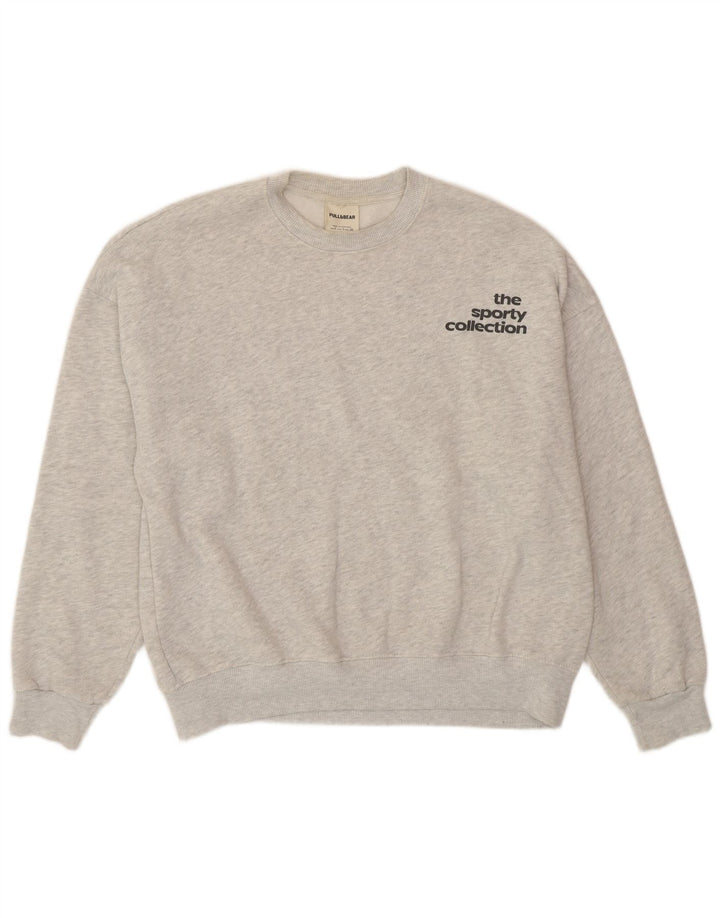 Pull & Bear ženski džemper s grafičkim motivima UK 10 Small Grey Flected