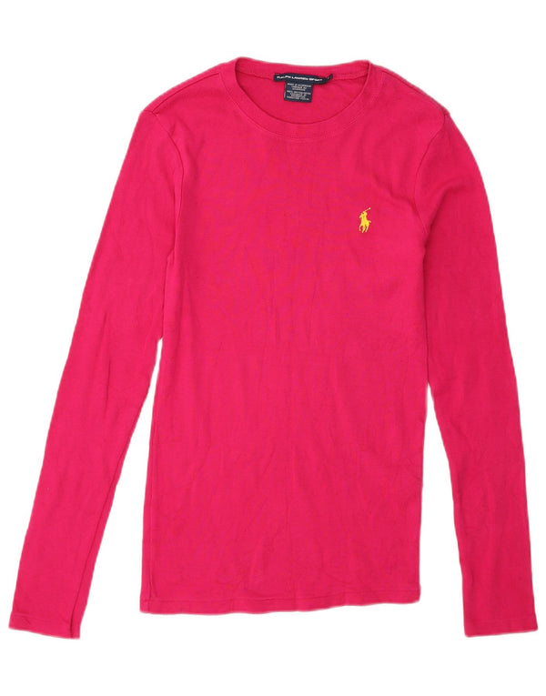 Ženska majica dugih rukava Ralph Lauren UK 8, mali ružičasti pamuk