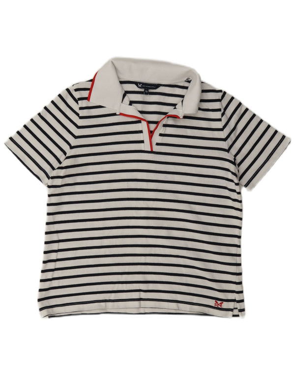 Crew Clothing Ženska polo majica UK 12 Pamuk srednje bijele pruge