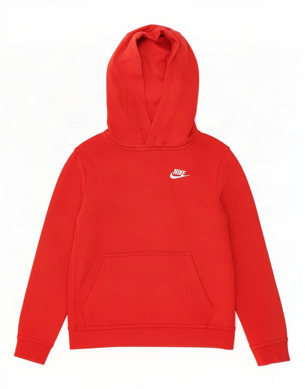 Nike Boys Hoodie Jumper 10-11 Years Medium Red Cotton