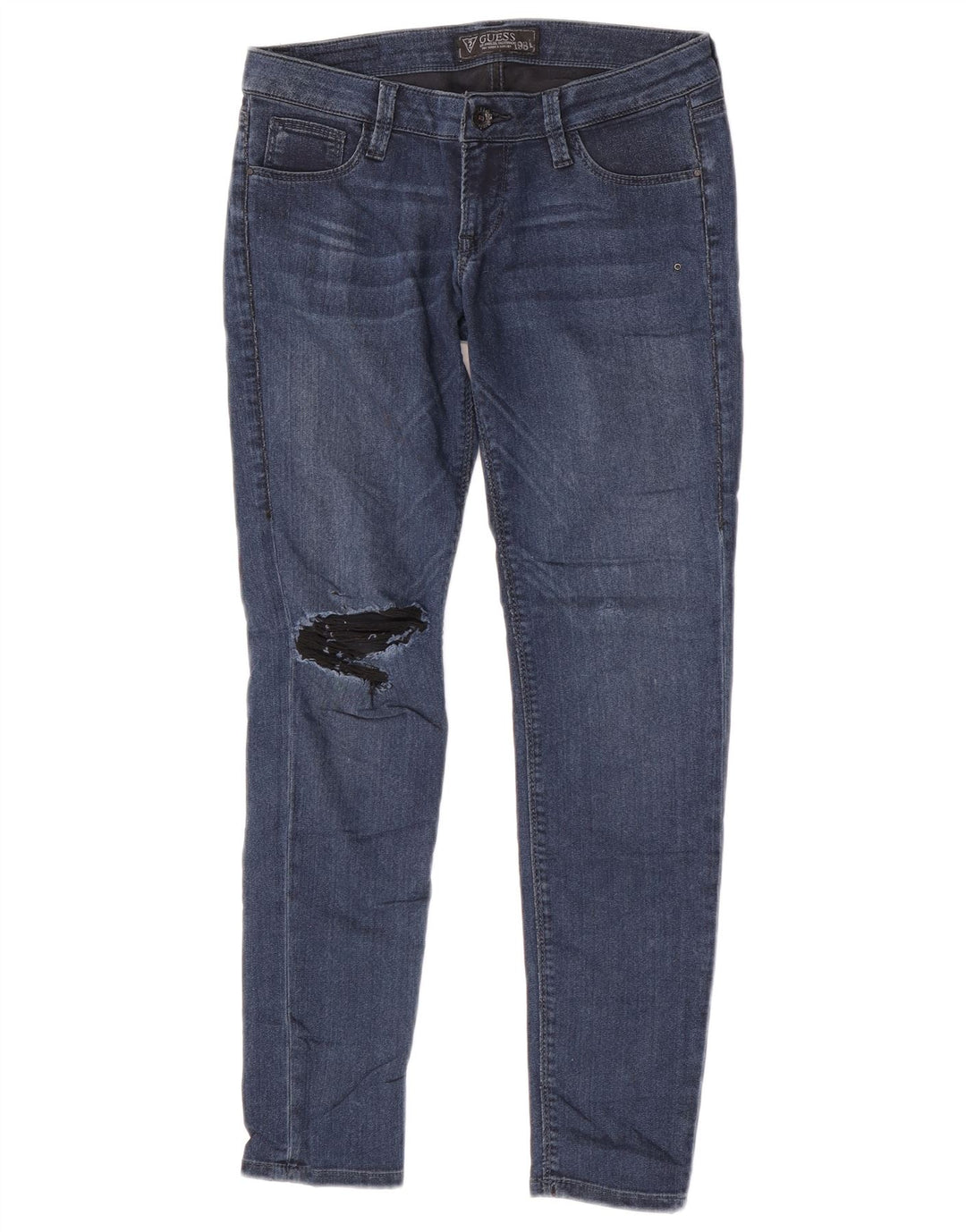 Guess Ženske Beverly Distressed skinny traperice W29 L27 plavi poliester