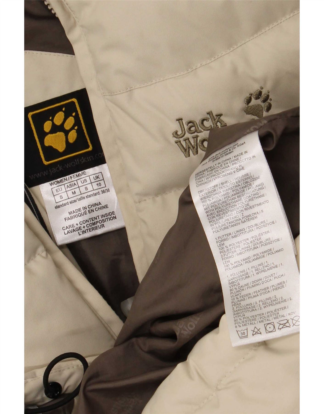 Jack Wolfskin ženska podstavljena jakna s kapuljačom UK 10 Mala bež poliamid