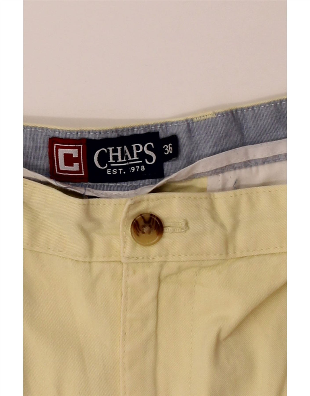 CHAPS Mens Chino Shorts W36 Large Yellow Cotton Vintage Chaps and Second-Hand Chaps from Messina Hembry 