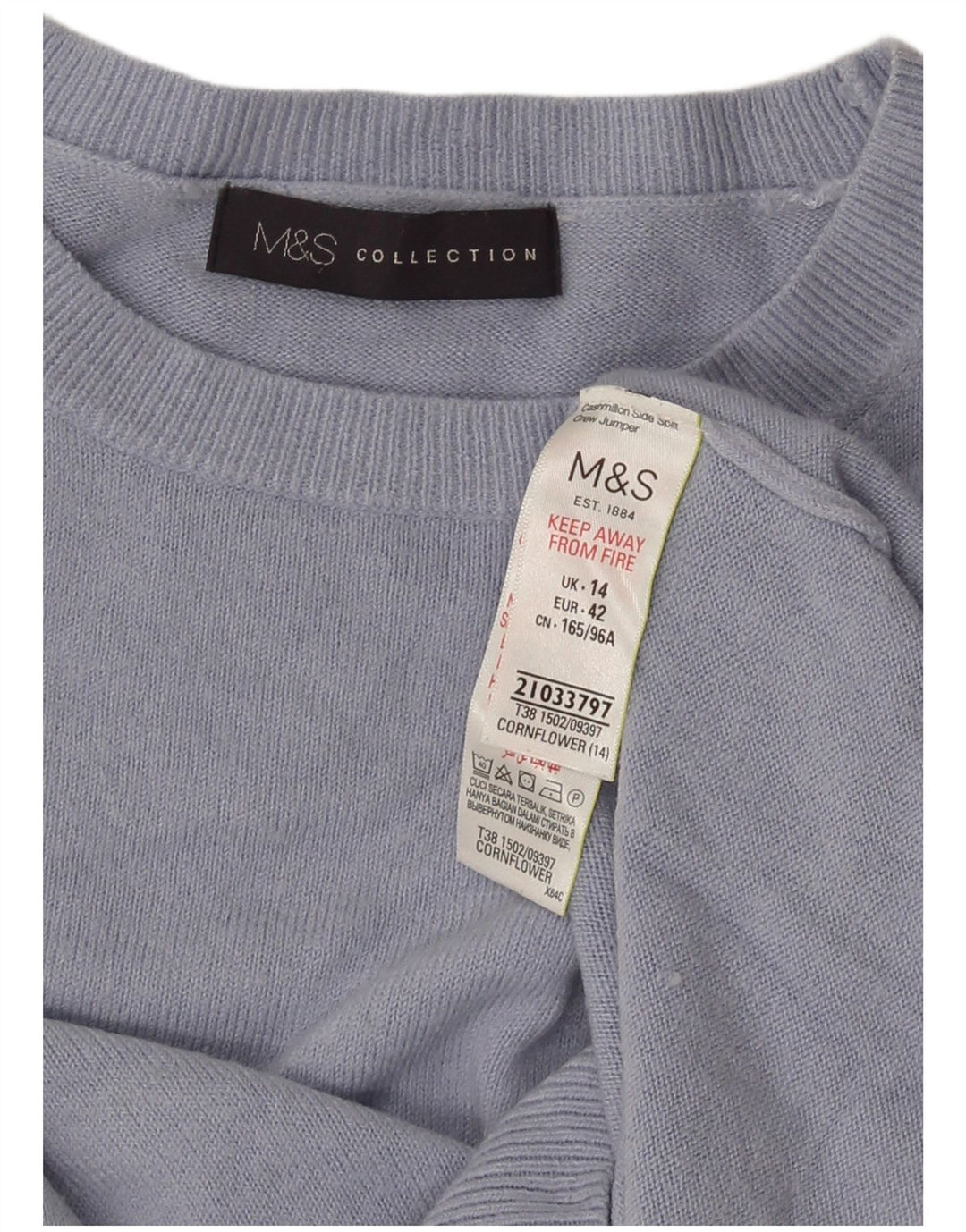 Marks & Spencer ženski džemper s okruglim izrezom UK 14 srednje plavi akril
