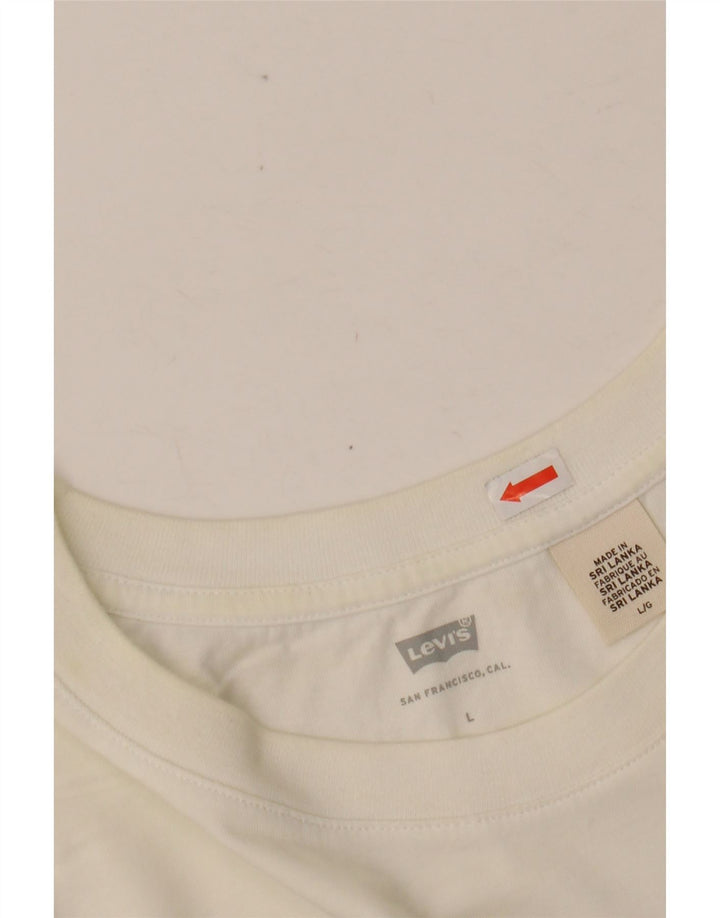 LEVI'S ženski kratki grafički prsluk UK 16 Large Off White Pamuk