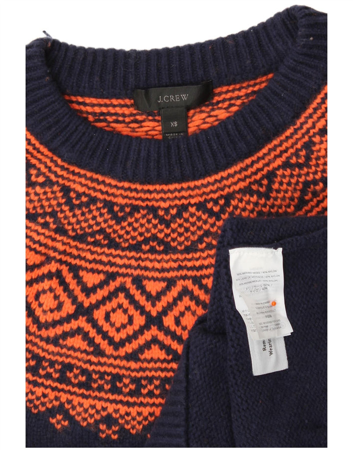 J. CREW Ženski pulover s okruglim izrezom UK 6 XS tamnoplavi Fair Isle