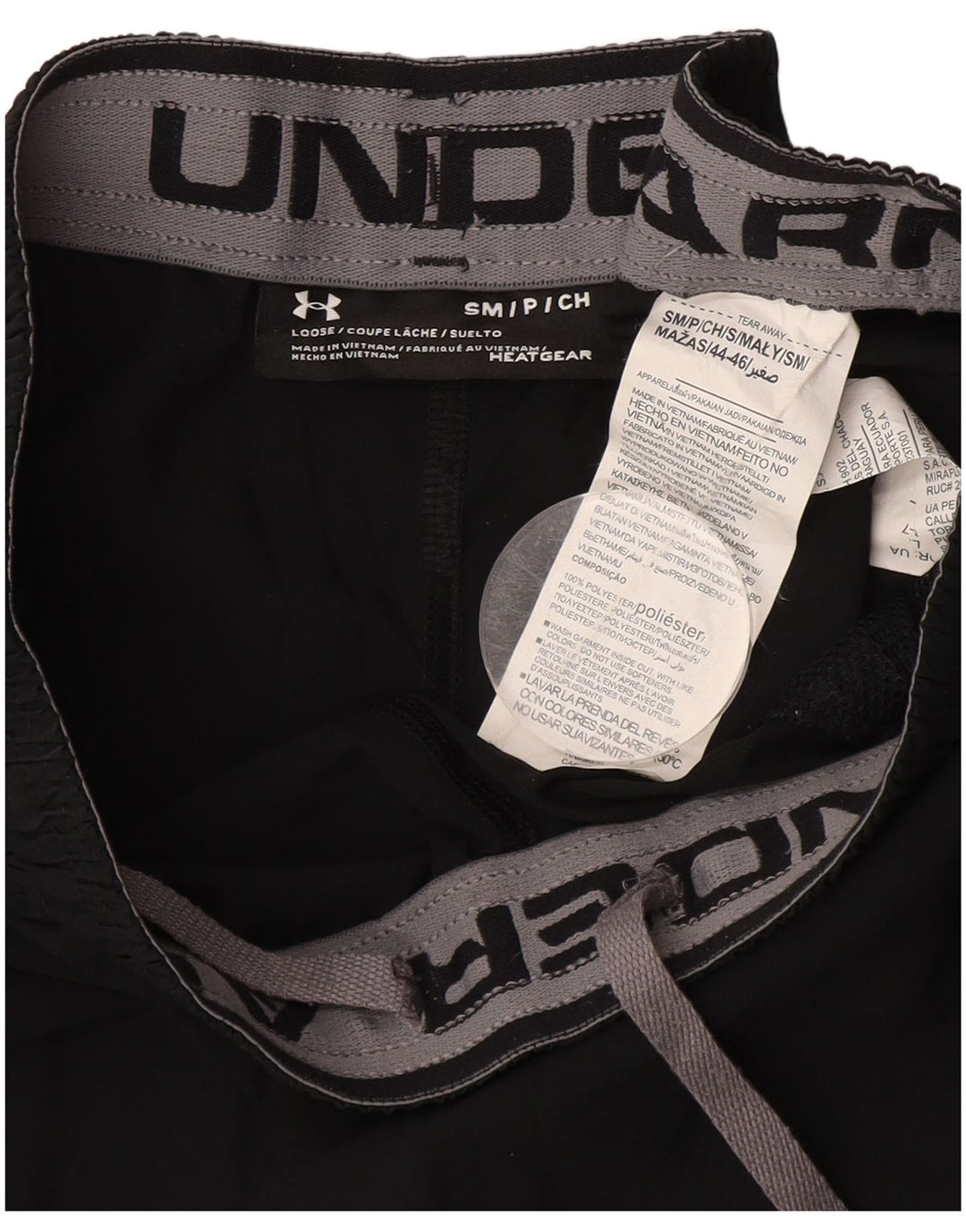 Under Armour, male crne sportske kratke hlače od poliestera s grafikom