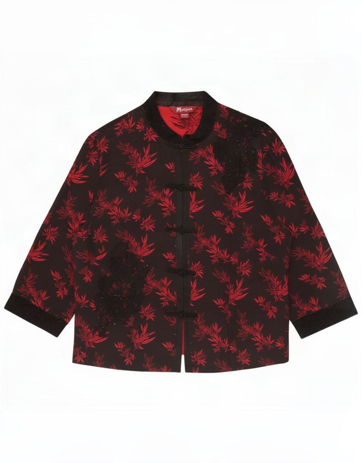 Monsoon ženska jakna s 5 gumba UK 16 Large Black Floral Silk