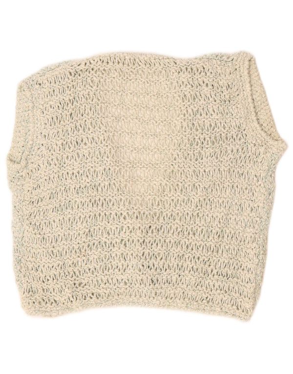Vintage Womens See Through Cardigan Sweater UK 16 Large Off White Flecked