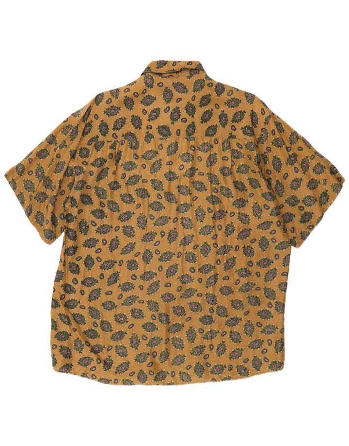 Vintage muška košulja kratkih rukava srednje bež geometrijske svile