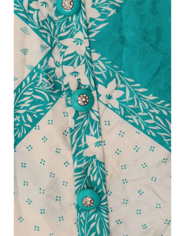 ANNE CRIMMINS Womens 5 Button Blazer Jacket UK 10 Small White Floral Silk Vintage Anne Crimmins and Second-Hand Anne Crimmins from Messina Hembry 