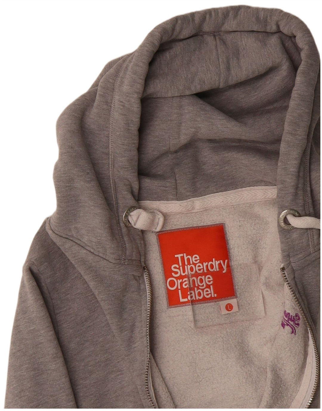 SUPERDRY Womens Zip Hoodie Sweater UK 16 Large Grey Polyester