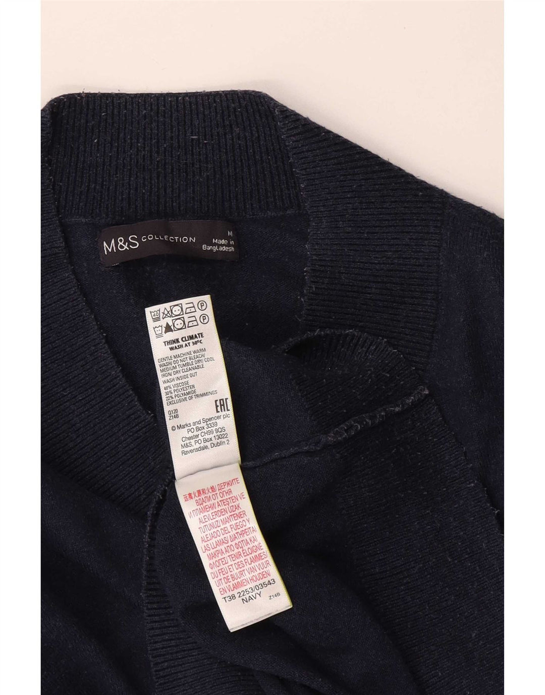 Marks & Spencer ženski veliki džemper s V-izrezom srednje tamnoplave boje