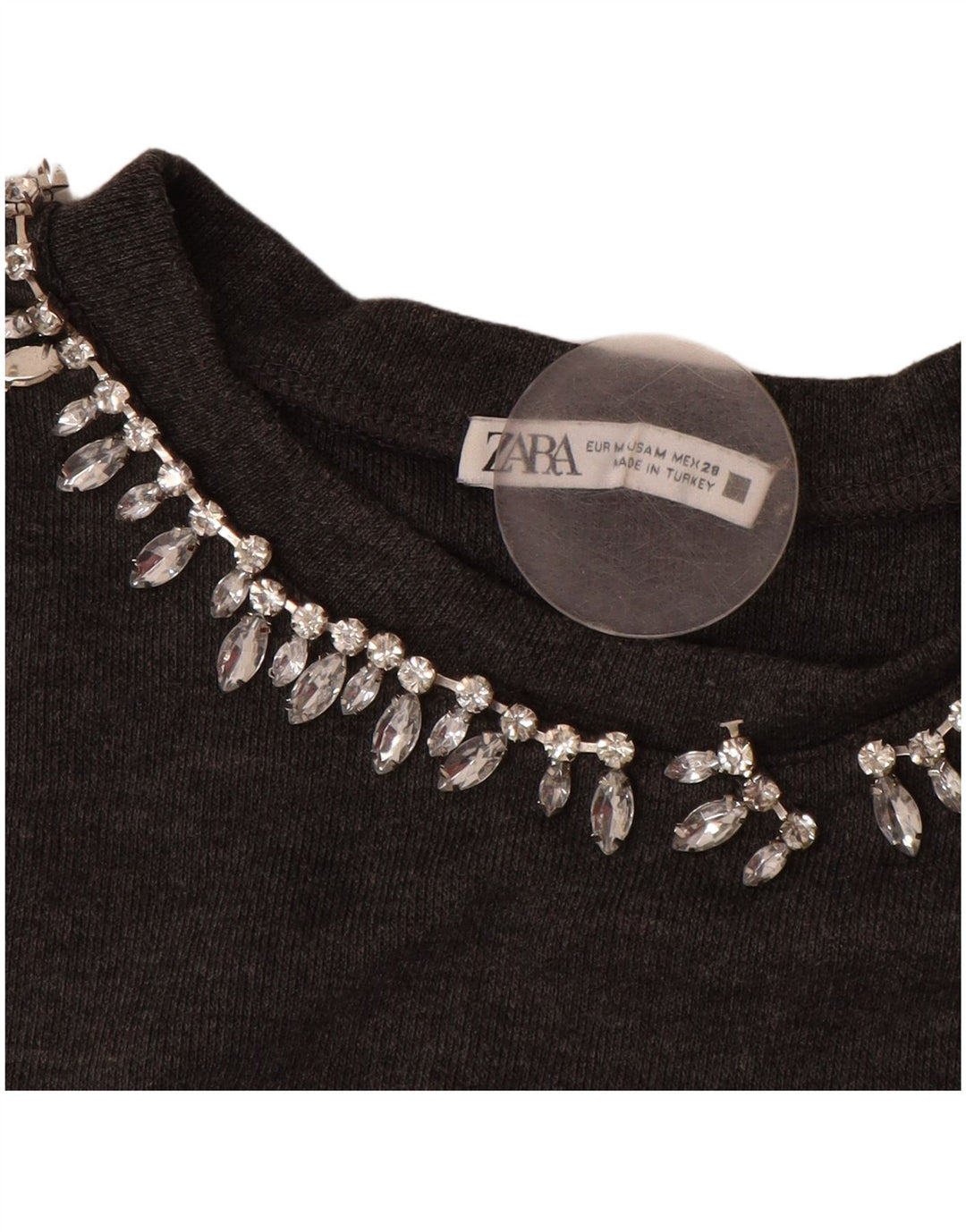 ZARA ženski kratki džemper s 3/4 rukavima s veznim izrezom UK 14 srednje siva