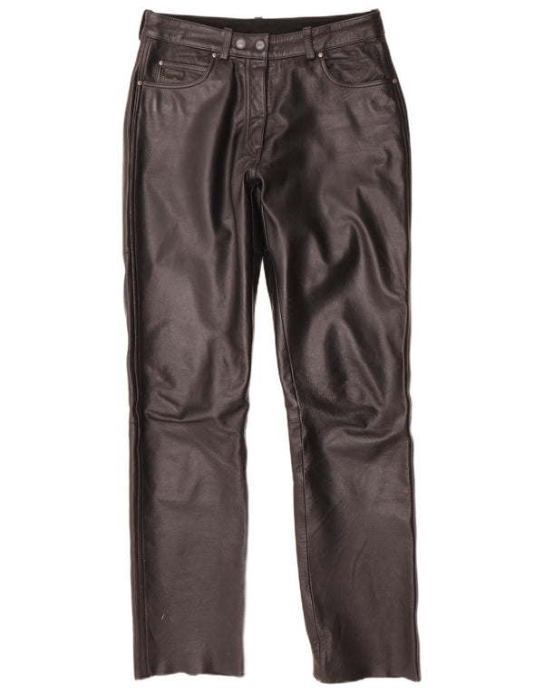 POLO ženske ravne kožne hlače IT 44 srednje W30 L33 crna koža