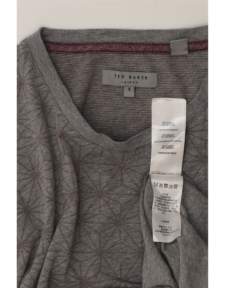 Ted Baker Muška grafička majica kratkih rukava, veličina 3, srednje siva, geometrijski pamuk