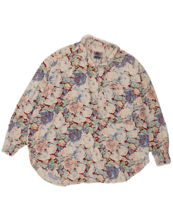Vintage ženska košulja od samta UK 20 2XL Raznobojna cvjetna