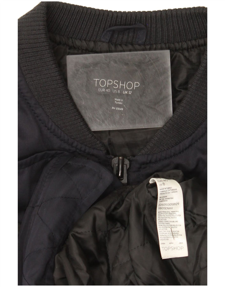 Topshop ženska bomber jakna UK 12 Medium tamnoplavi poliester