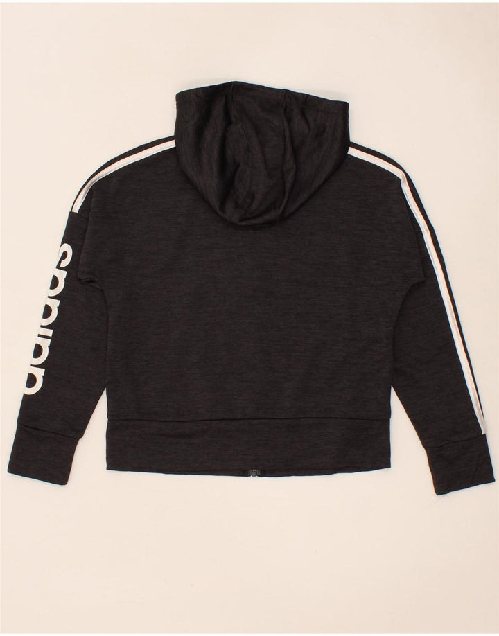 ADIDAS Boys Graphic Zip Hoodie Sweater 9-10 Years Medium Grey Vintage Adidas and Second-Hand Adidas from Messina Hembry 