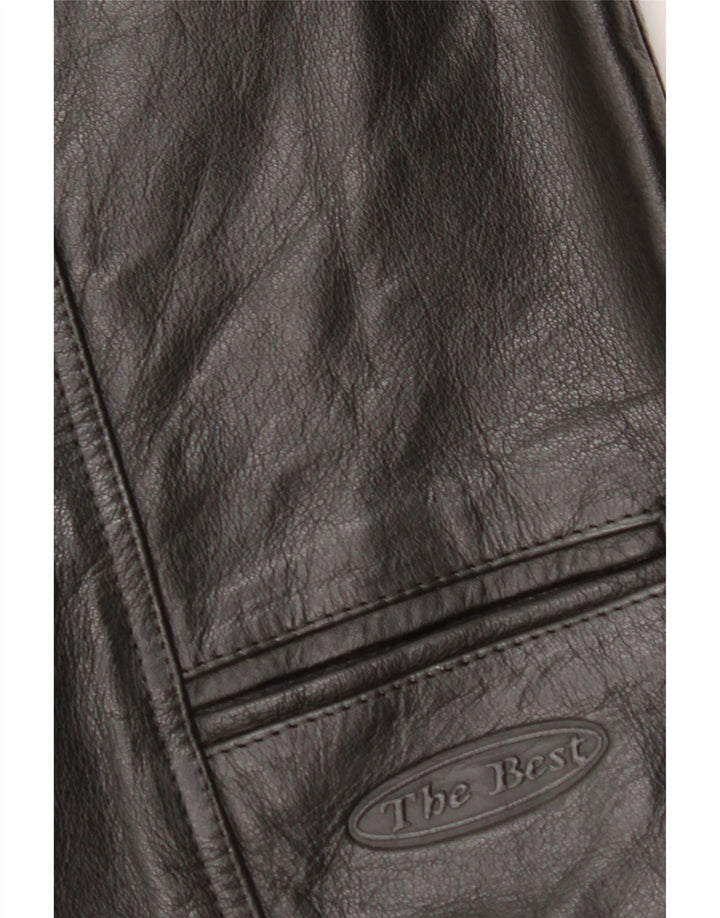 VINTAGE muški kožni prsluk srednje crne boje