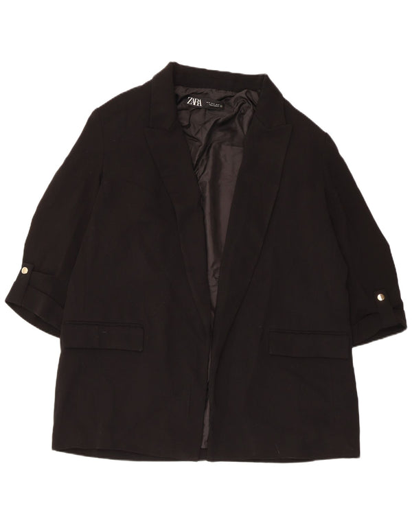 Zara ženska otvorena jakna s 3/4 rukavima UK 18 XL crni poliester