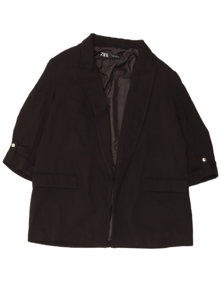 Zara ženska otvorena jakna s 3/4 rukavima UK 18 XL crni poliester