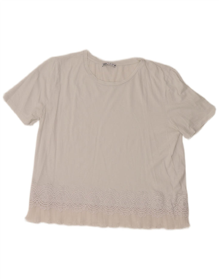 Zara ženski gornji dio bluze UK 16 Large White Cotton