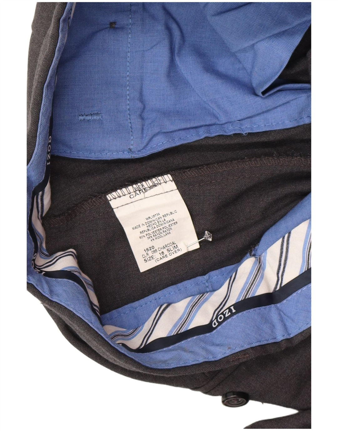 Izod Hlače uskog odijela za dječake 15-16 godina W26 L29 sivi poliester