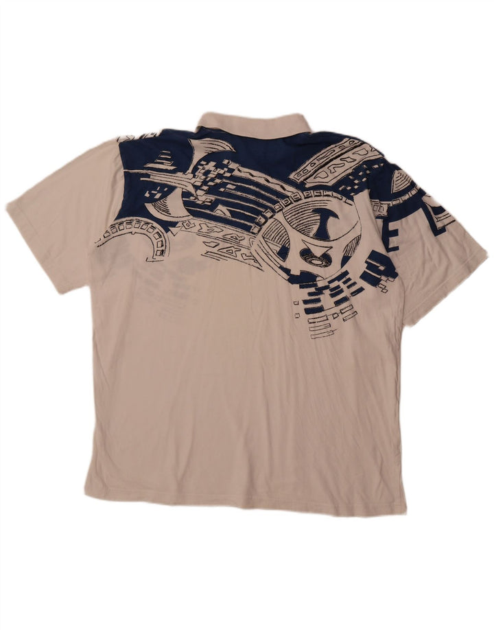 SHAMP Muška grafička polo majica EU 48 Srednje bijeli geometrijski pamuk