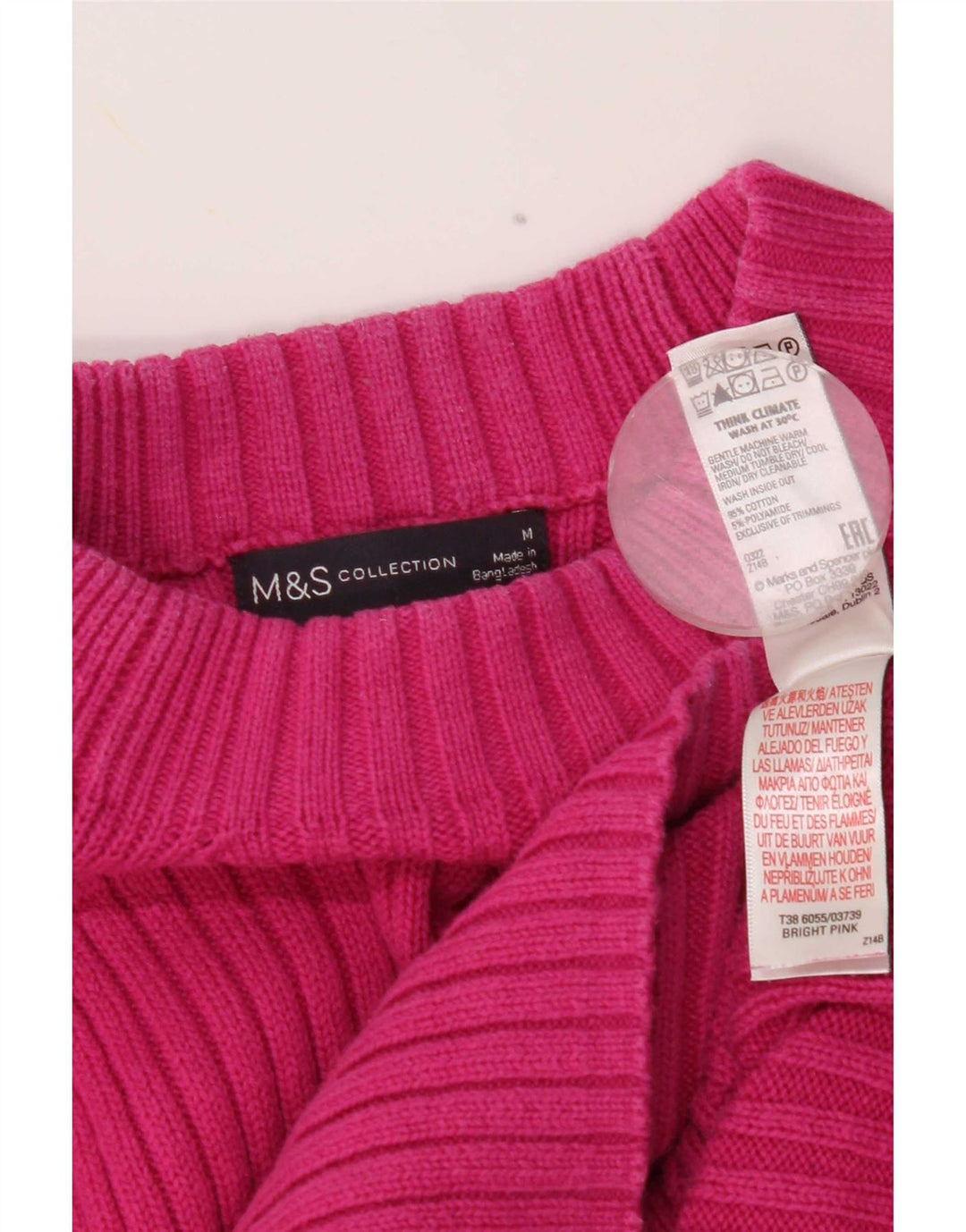 Marks & Spencer ženski džemper s kornjačastim ovratnikom UK 14 srednje ružičasti pamuk