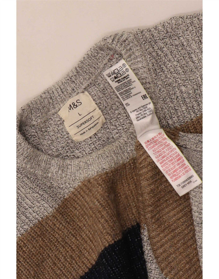 Marks & Spencer muški džemper s okruglim izrezom velikih sivih boja