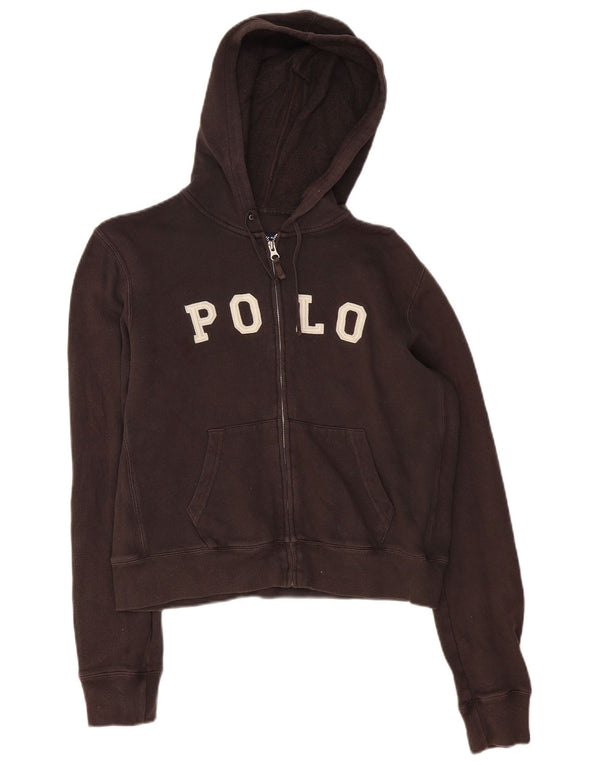 POLO RALPH LAUREN Ženski kratki pulover s kapuljačom s patentnim zatvaračem UK 16 Veliki smeđi