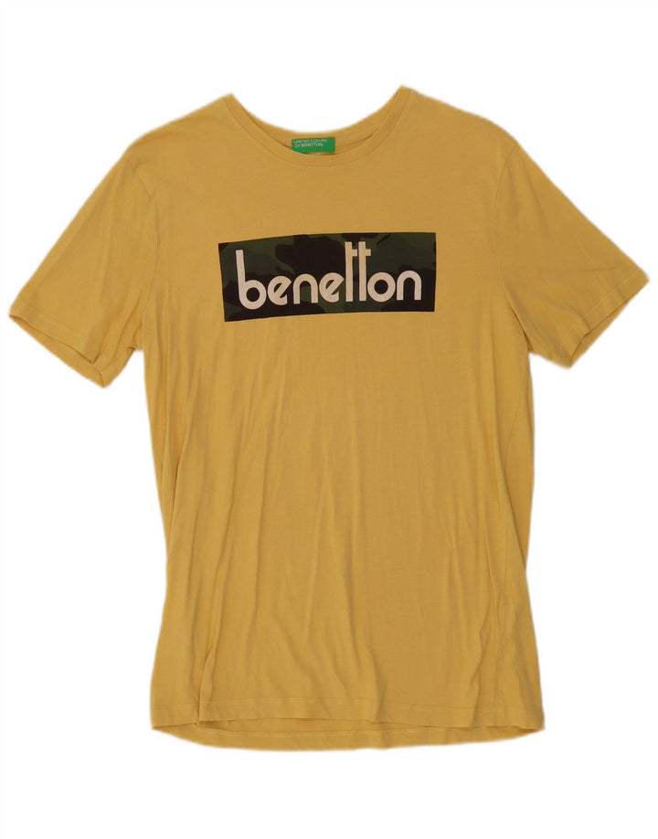 Benetton muška majica s grafičkim motivima Srednje žuti pamuk