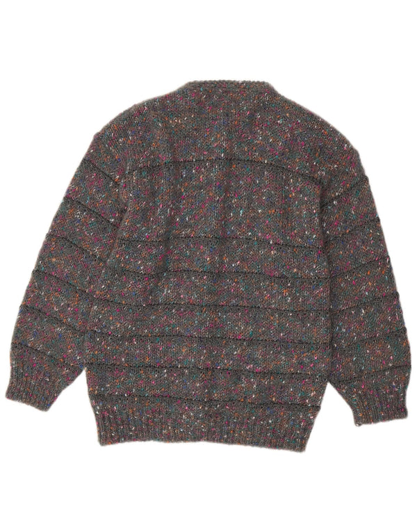 Vintage ženski kardigan džemper UK 16 Velika siva prošarana vuna