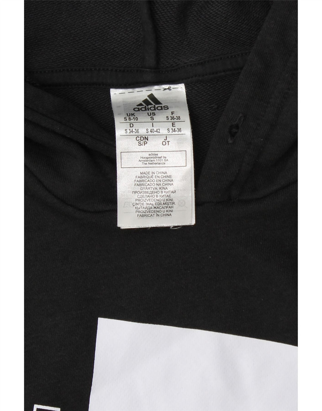 ADIDAS Ženska majica s kapuljačom s grafičkim motivima UK 8/10 Mala crna pamuk