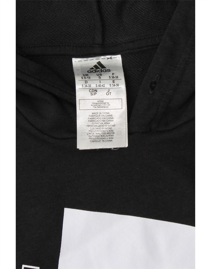 ADIDAS Ženska majica s kapuljačom s grafičkim motivima UK 8/10 Mala crna pamuk