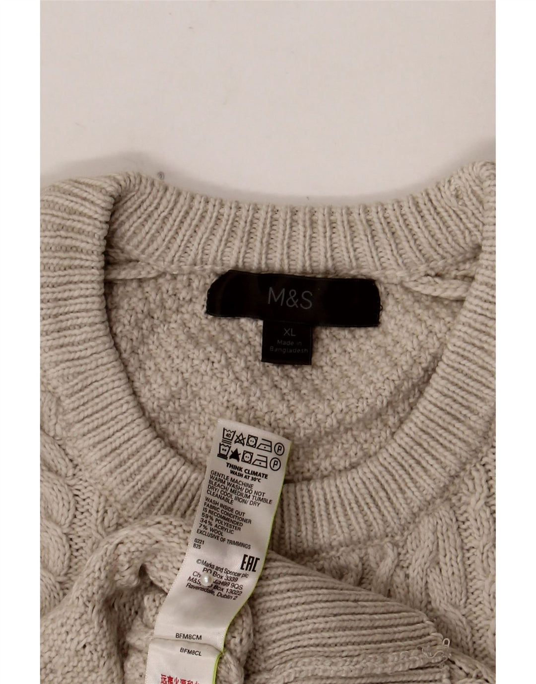 Marks & Spencer Mens Crew Neck Jumper Sweater XL Grey Polyester