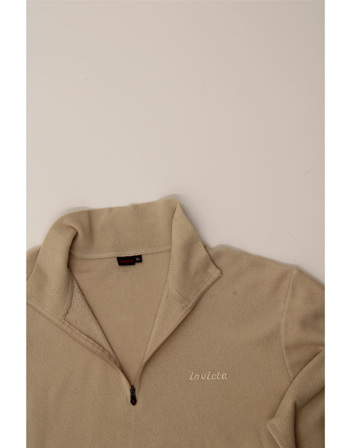 INVICTA Mens Zip Neck Fleece Jumper XL Beige Polyester Vintage Invicta and Second-Hand Invicta from Messina Hembry 