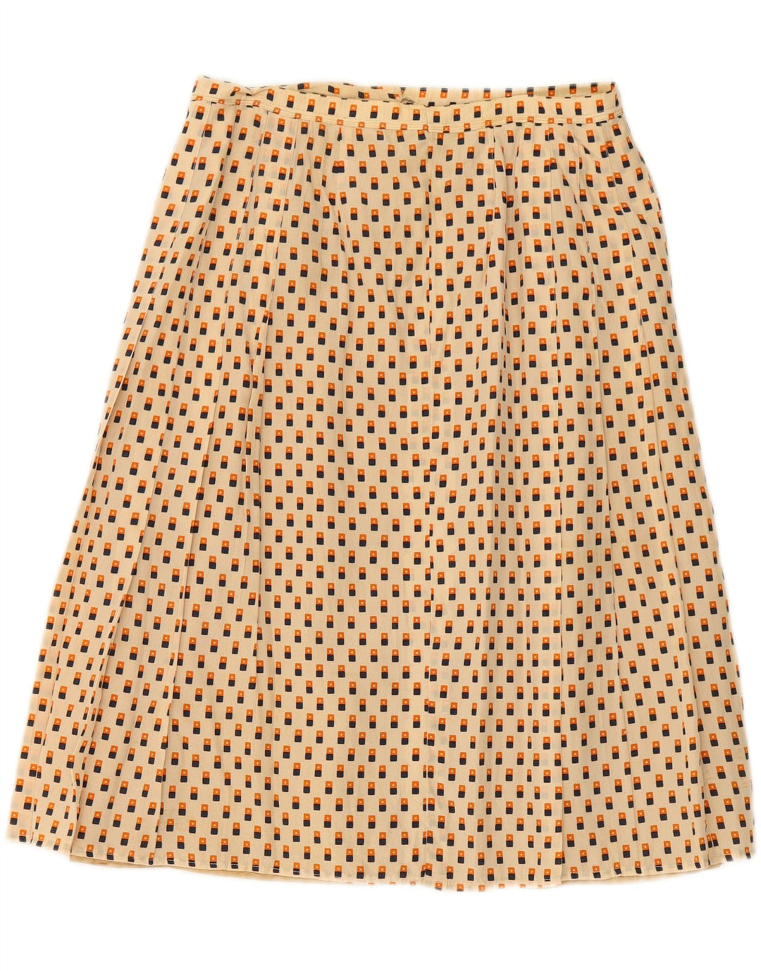 VINTAGE Womens A-Line Skirt W32 Large Beige Spotted Vintage Vintage and Second-Hand Vintage from Messina Hembry 