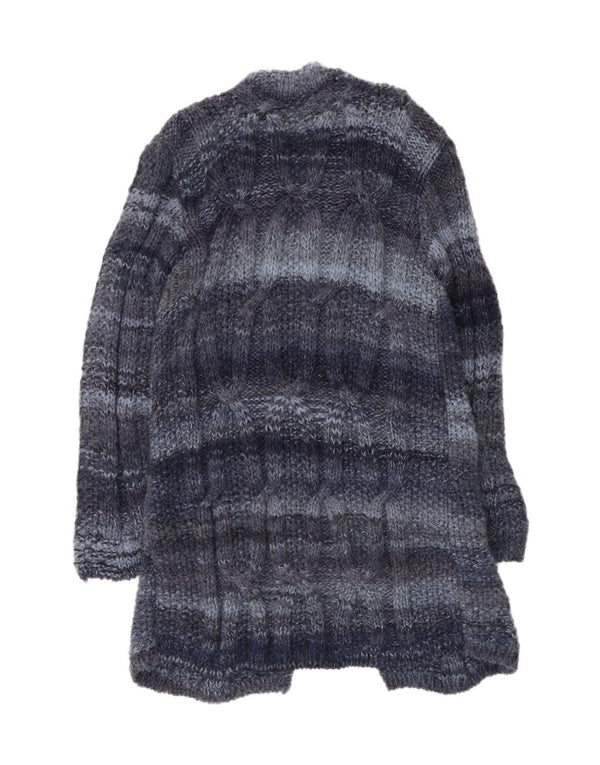 Vintage ženski dugi kardigan pulover UK 12 srednje plave pruge