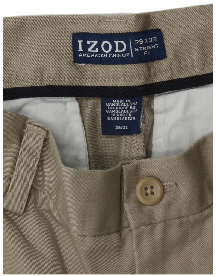 IZOD Muške ravne chino hlače W29 L32 Bež pamuk
