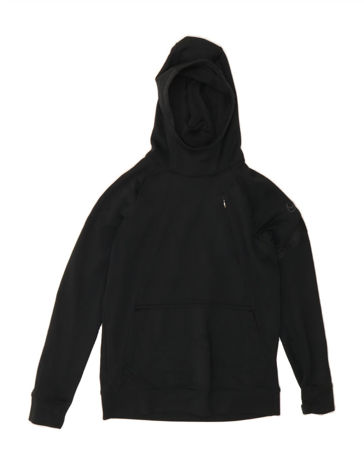 NIKE Boys Dri Fit Hoodie Jumper 10-11 Years Medium Black Polyester Vintage Nike and Second-Hand Nike from Messina Hembry 