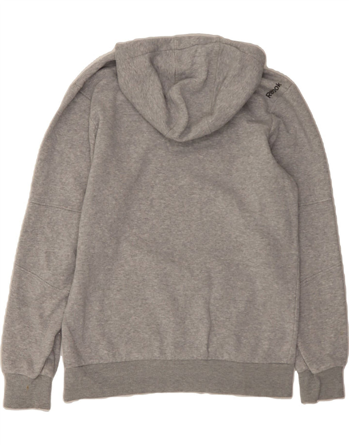 REEBOK Mens Graphic Hoodie Jumper Medium Grey Cotton Vintage Reebok and Second-Hand Reebok from Messina Hembry 