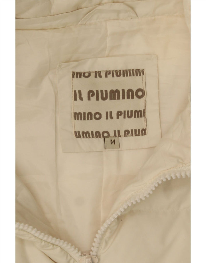 VINTAGE ženski podstavljeni kaput s kapuljačom UK 14 Srednje prljavo bijeli poliester