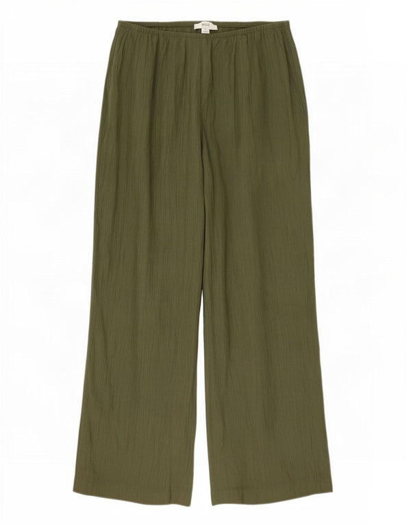 Marks & Spencer ženske široke ležerne hlače UK 16 Large W36 L27 Kaki